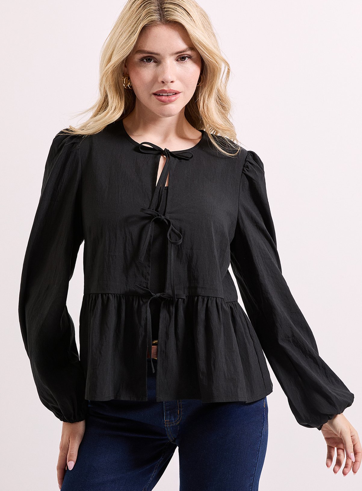 DOROTHY PERKINS Tie Front Long Sleeve Blouse 16 - Image 2 thumbnail
