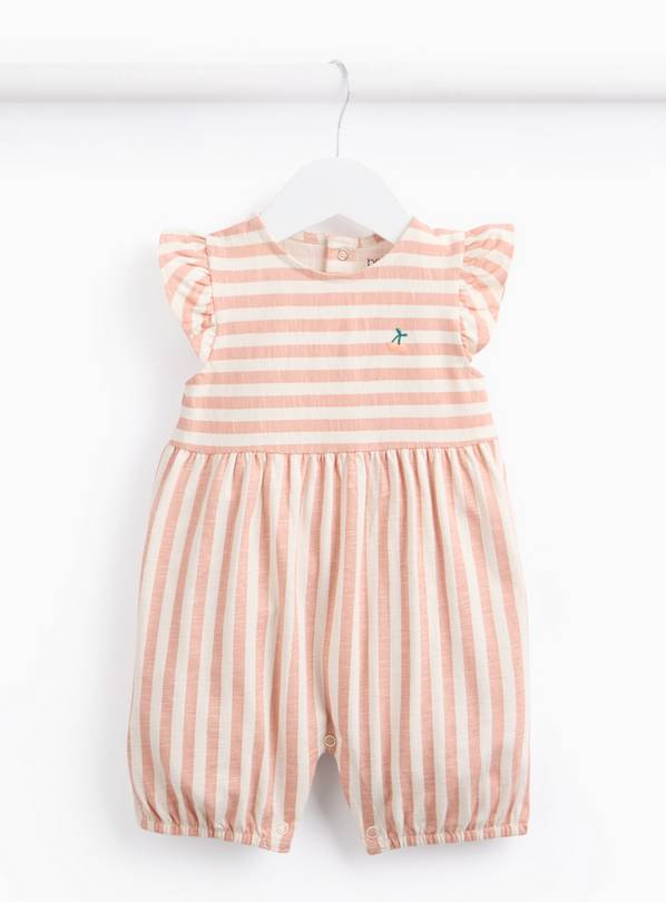 Pink Stripe Frill Sleeve Romper 6-9 months