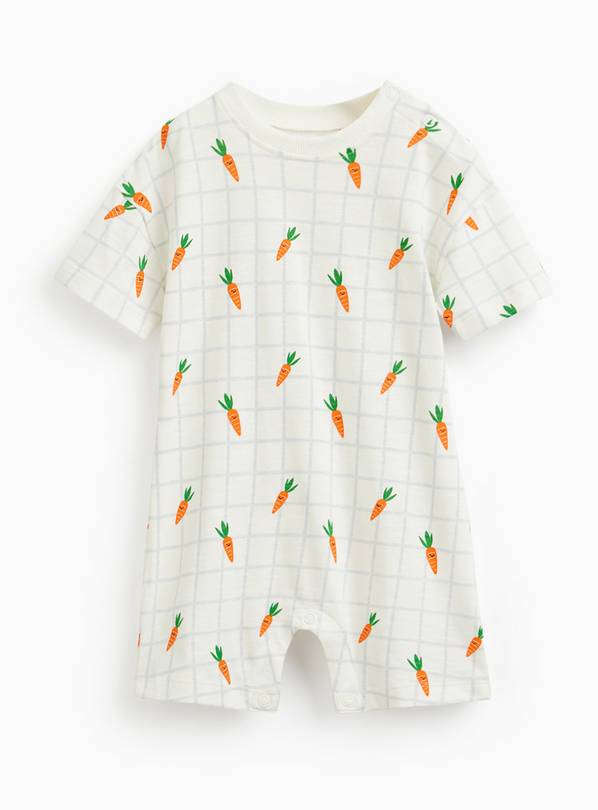 White Carrot Print Romper 3-6 months