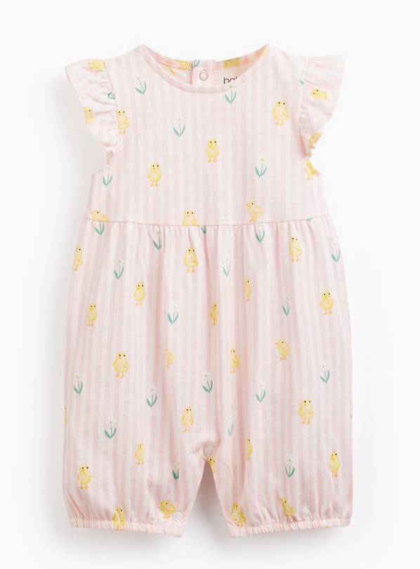 Pink Chick Print Easter Bunny Romper 3-6 months