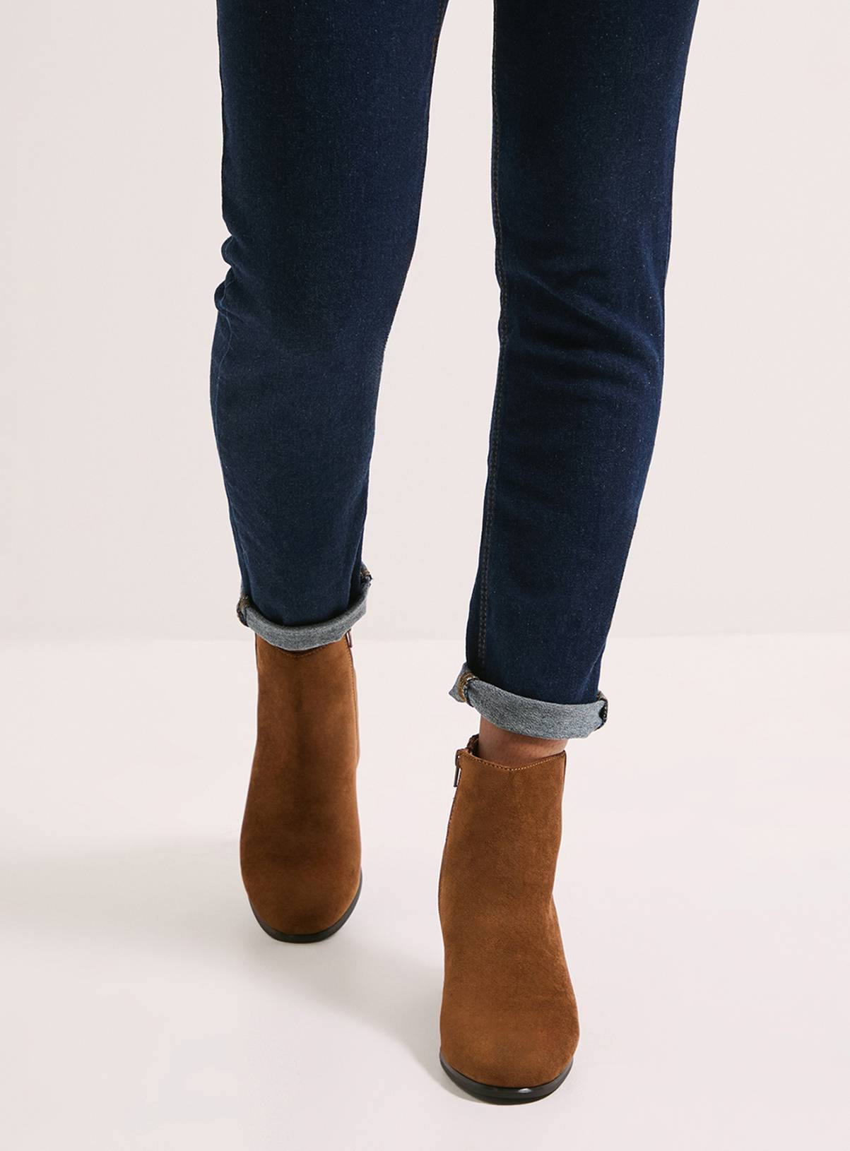 DOROTHY PERKINS Tan Morgan Round Toe Medium Block Heel Ankle Boots 3 - Image 3