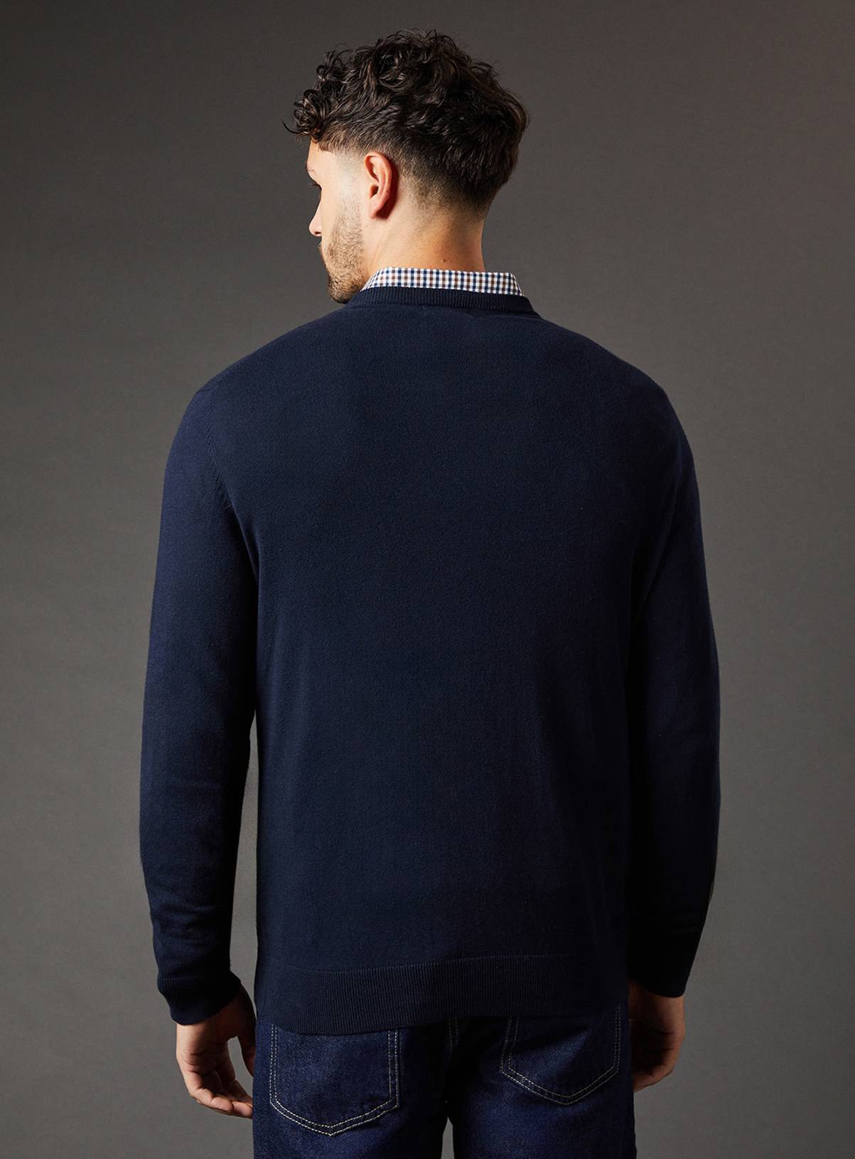 BURTON Navy Cotton Rich Crew Neck Jumper XXL - Image 3