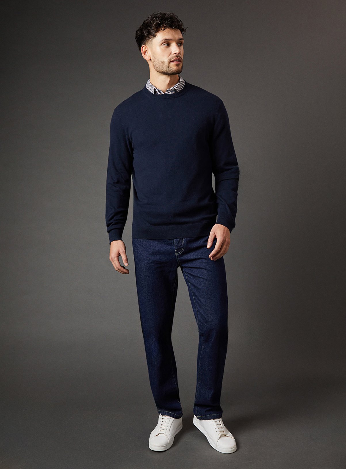 BURTON Navy Cotton Rich Crew Neck Jumper XXL - Image 5 thumbnail
