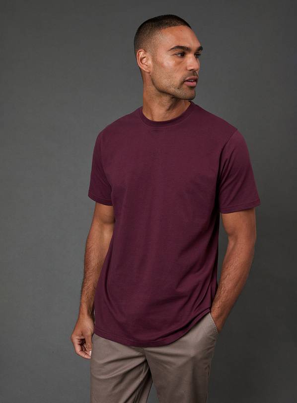 Burton Burgundy Plain Crew Neck T Shirt S
