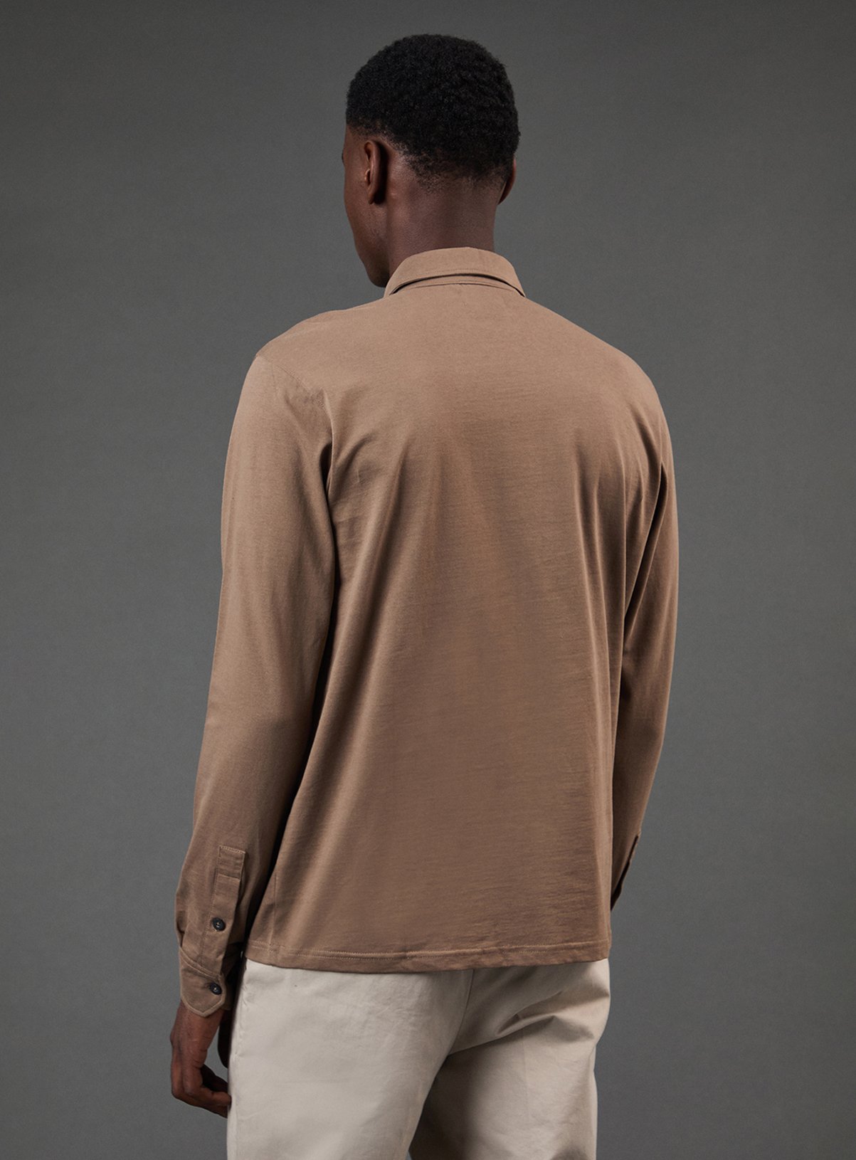 BURTON Mocha Long Sleeve Smart Jersey Polo Shirt XL - Image 3 thumbnail