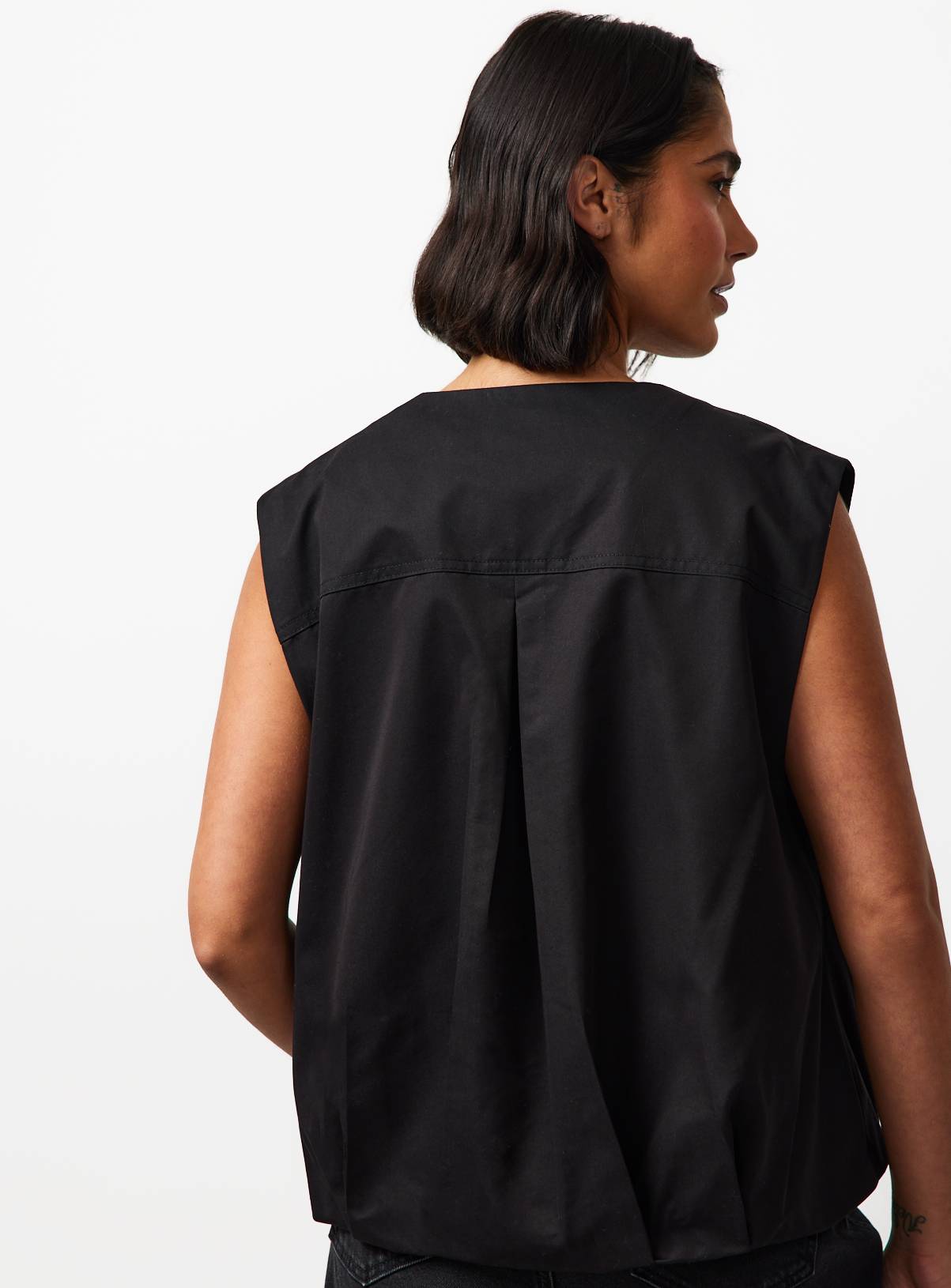 Black Collarless Zip Gilet 22 - Image 4