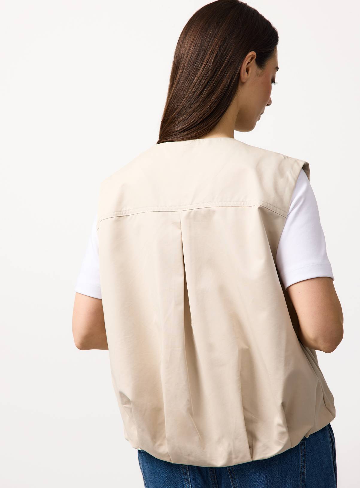 Stone Collarless Zip Gilet 10 - Image 5
