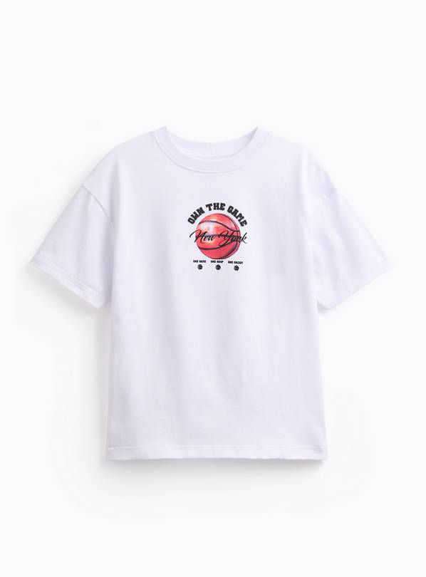 White Own The Game Graphic Print T Shirt 6 years