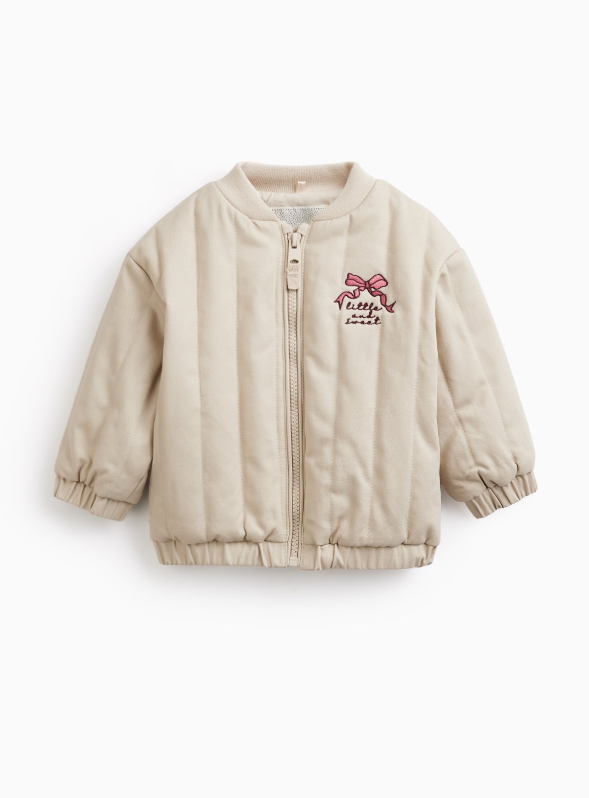Stone Quilted Bow Jacket 6-9 months - Image 1 thumbnail