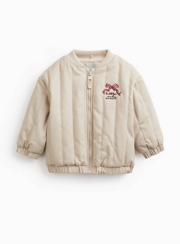 Stone Quilted Bow Jacket 9-12 months