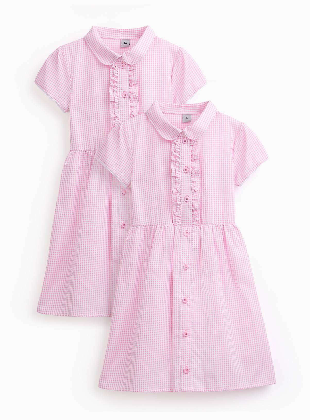 Pink Classic Bow Detail Gingham Dresses 2 Pack 8 years - Image 1