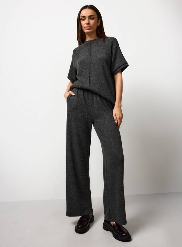 Grey Soft Touch Wide Leg Joggers M