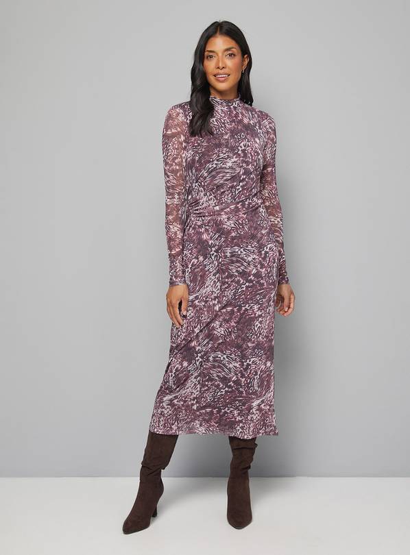 WALLIS Animal Mesh Ruched Midaxi Dress 12