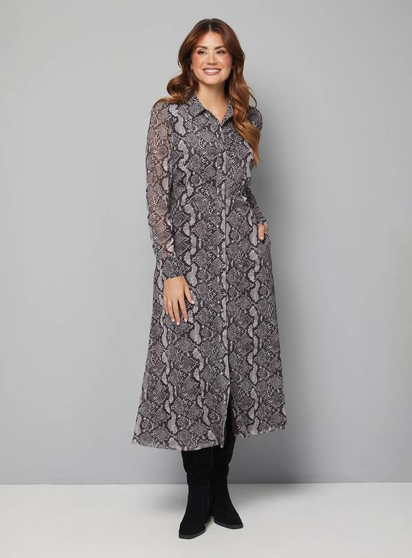 WALLIS Snake Print Mesh Shirt Dress 12