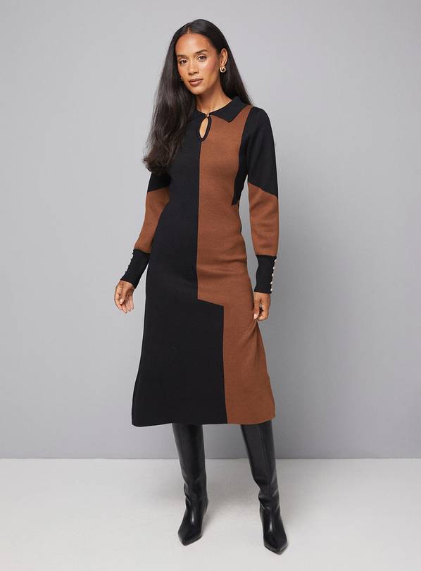 WALLIS Collared Geo Knitted Dress XL