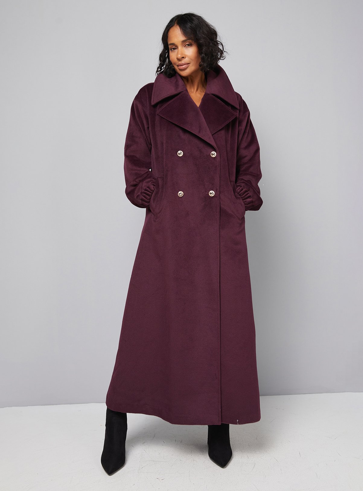 WALLIS Elastic Cuff Collar Detail Maxi Coat 20 - Image 4 thumbnail