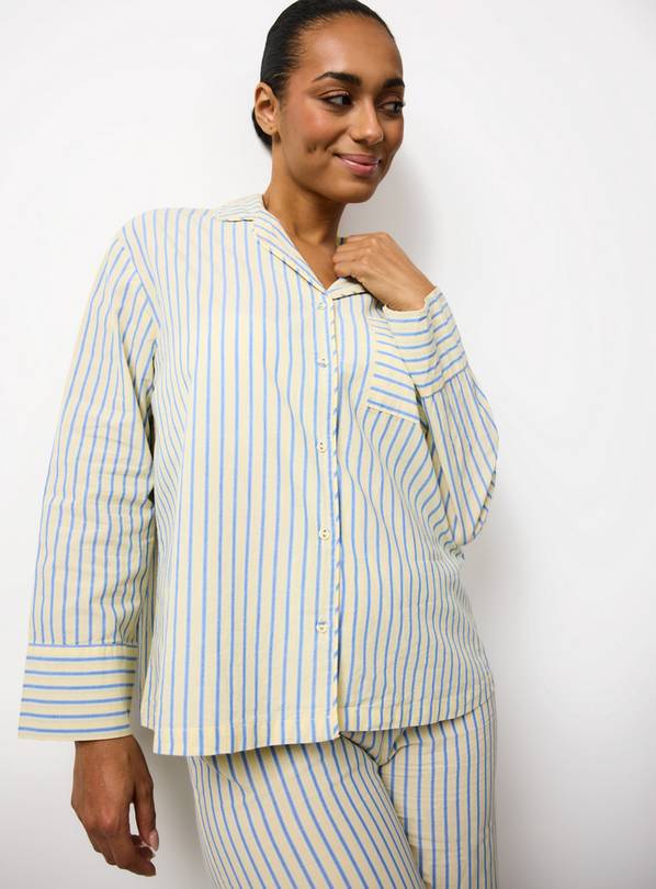 Yellow and Blue Stripe Poplin Cotton Pyjamas S