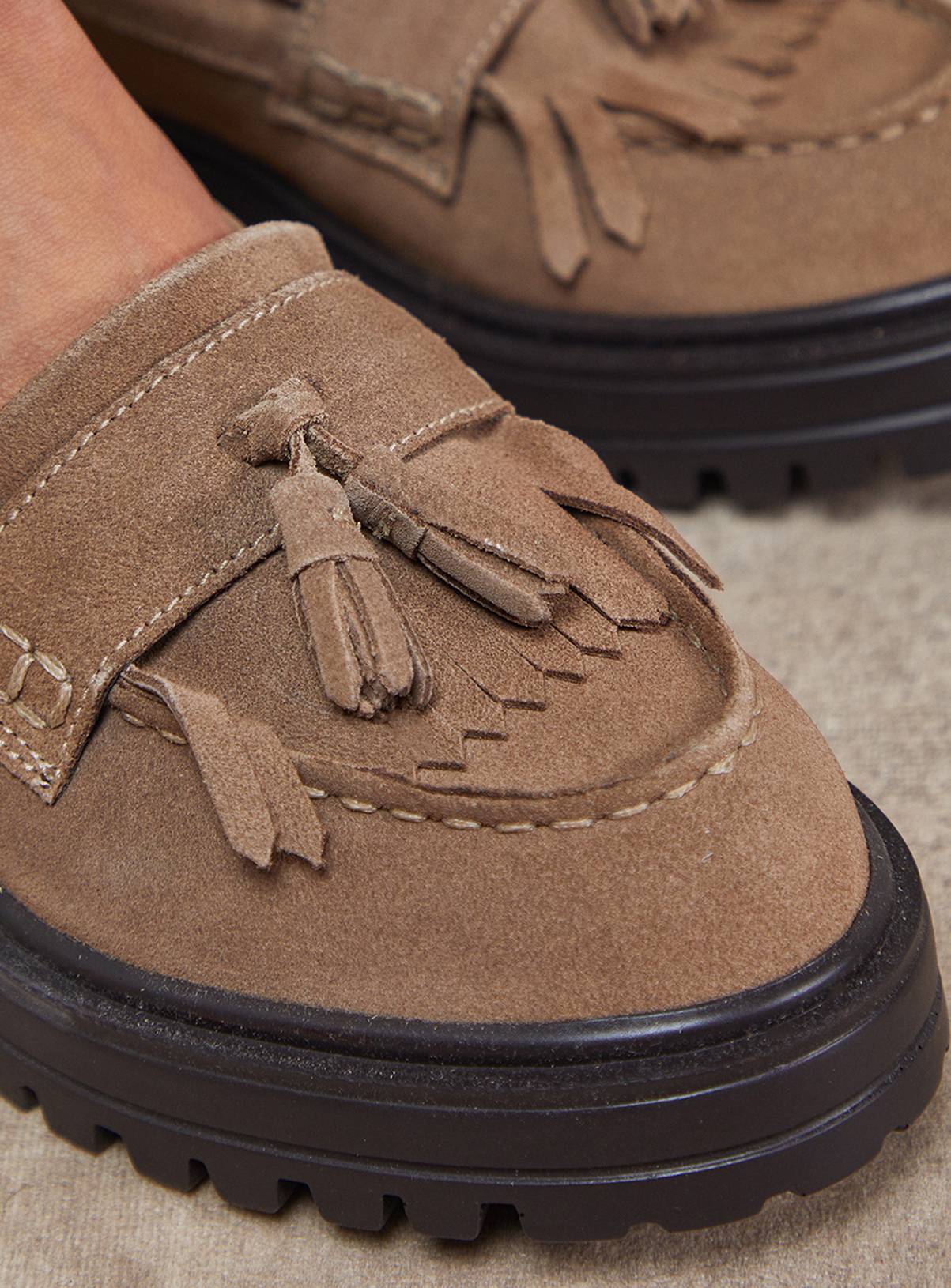 OASIS Brooker Suede Tassel Chunky Loafers 5 - Image 4
