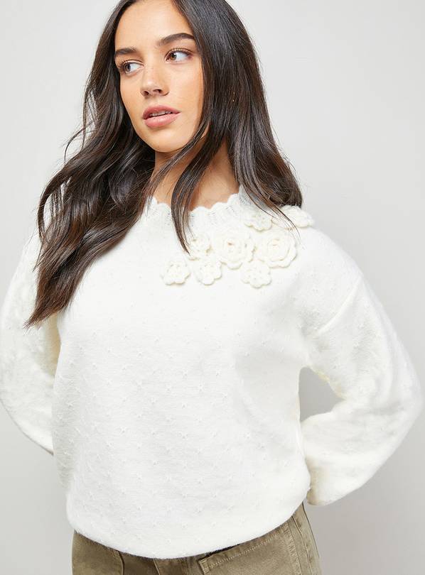 OASIS Floral Detail Long Sleeve Jumper M