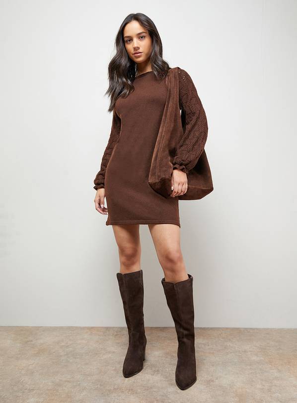 OASIS Slash Neck Sleeve Detail Jumper Dress L