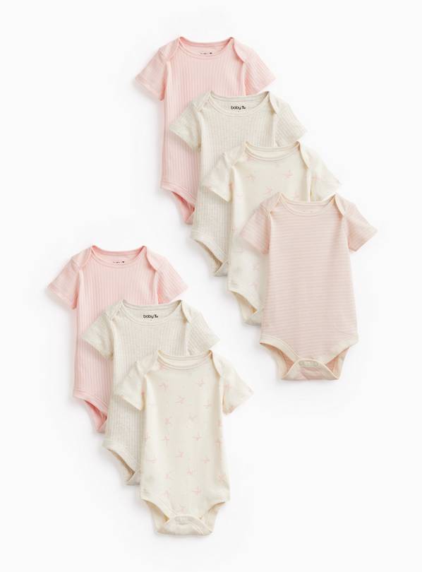 Bow Print Short Sleeve Bodysuits 7 Pack 18-24 months