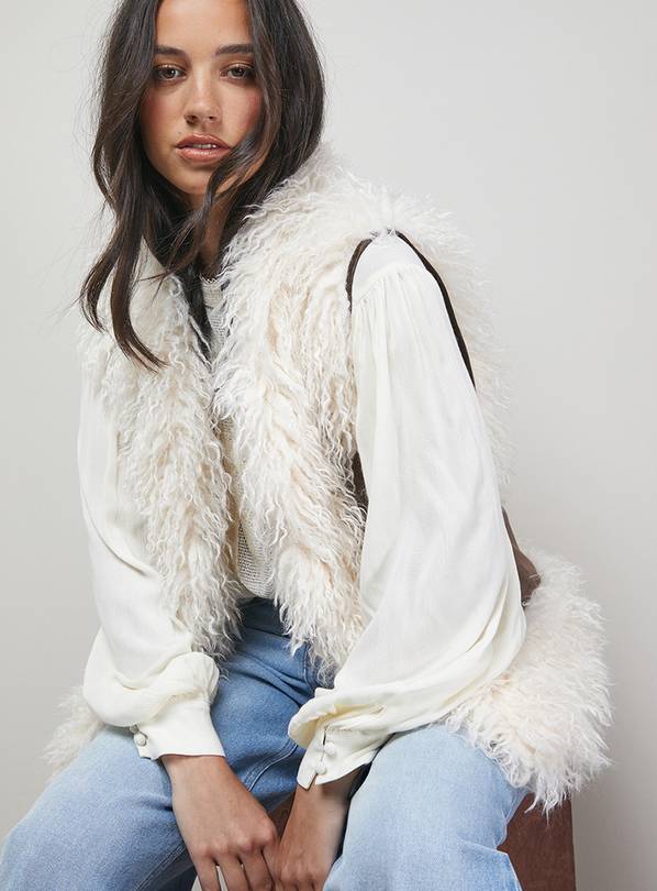 Buy OASIS Mongolian Fur Gilet L Coats Tu