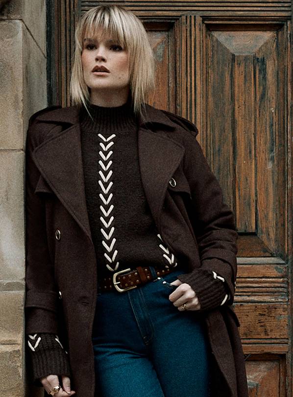 WAREHOUSE Whipstitch Detail Oversized Jumper L