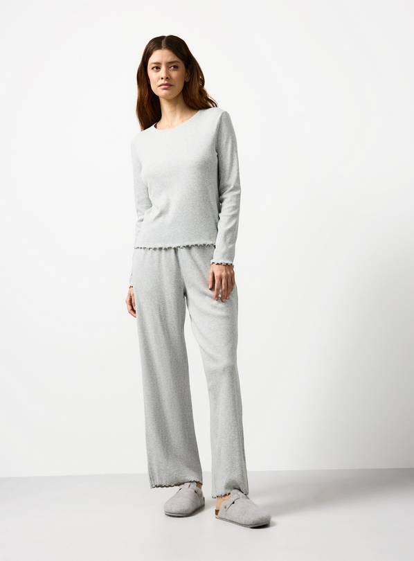 Grey Ribbed Long Sleeve Co-ord Top XXL