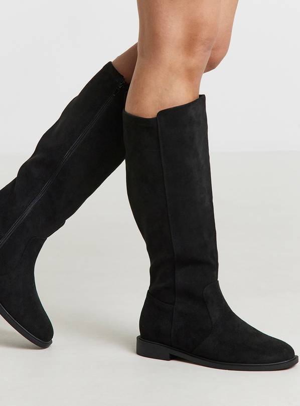 SIMPLY BE Soft Black Stretch Back Panel Knee High Boot Standard Fit 5