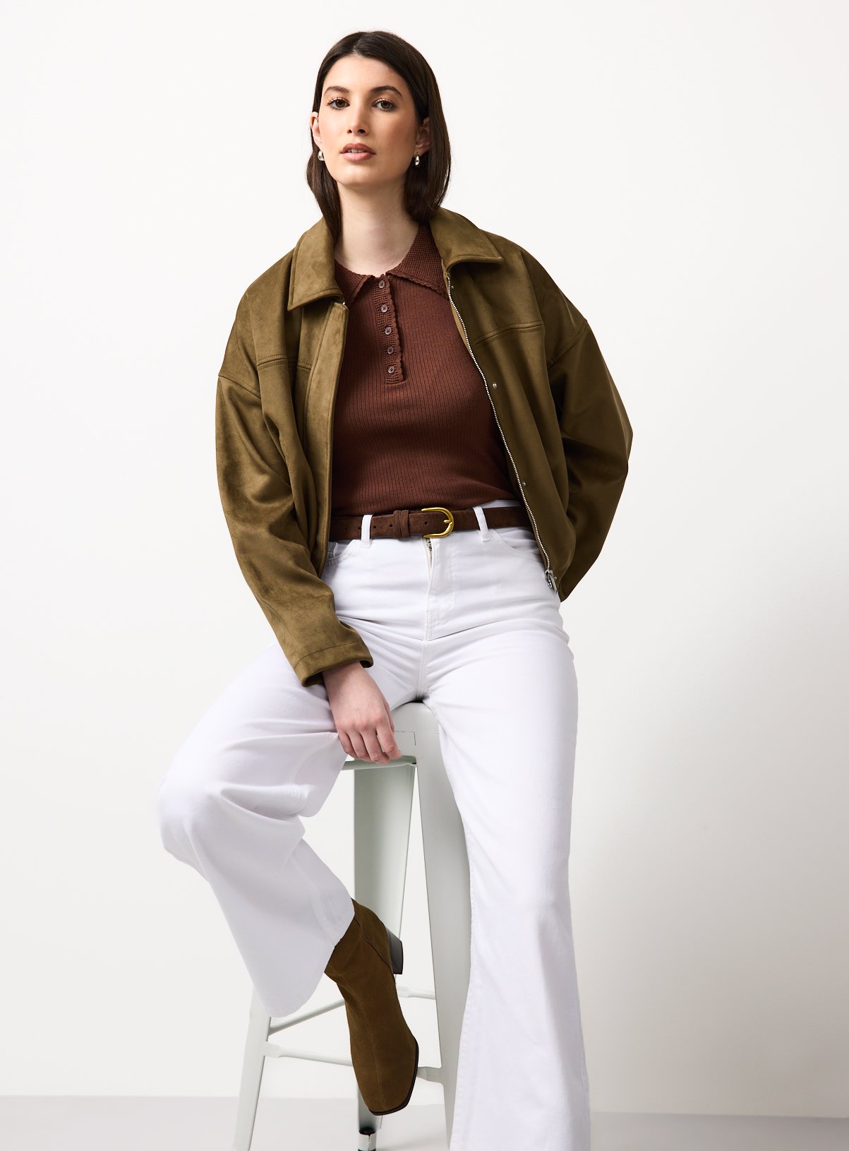 Brown Tipped Detail Collar Jumper 8 - Image 2 thumbnail