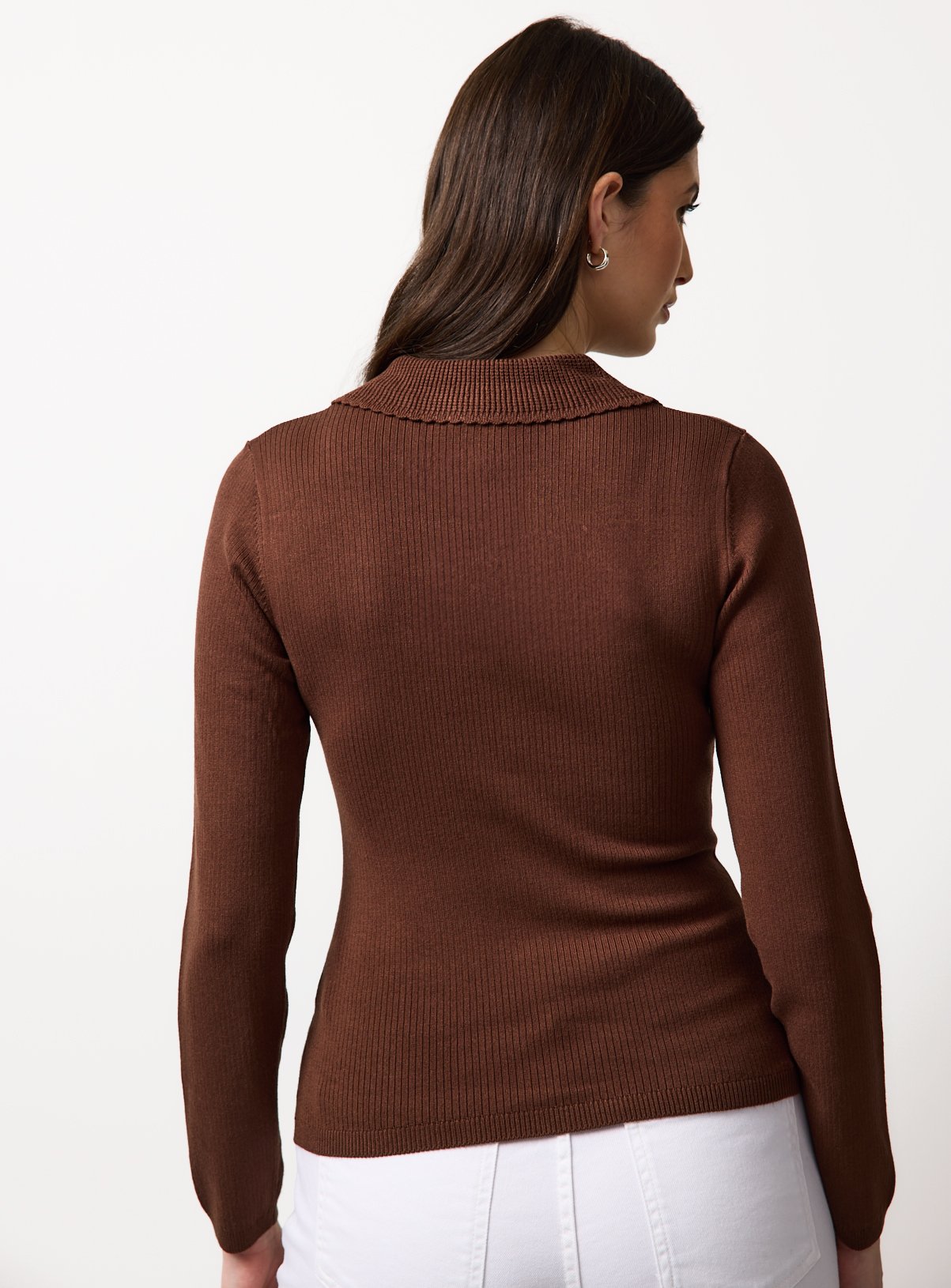 Brown Tipped Detail Collar Jumper 8 - Image 4 thumbnail