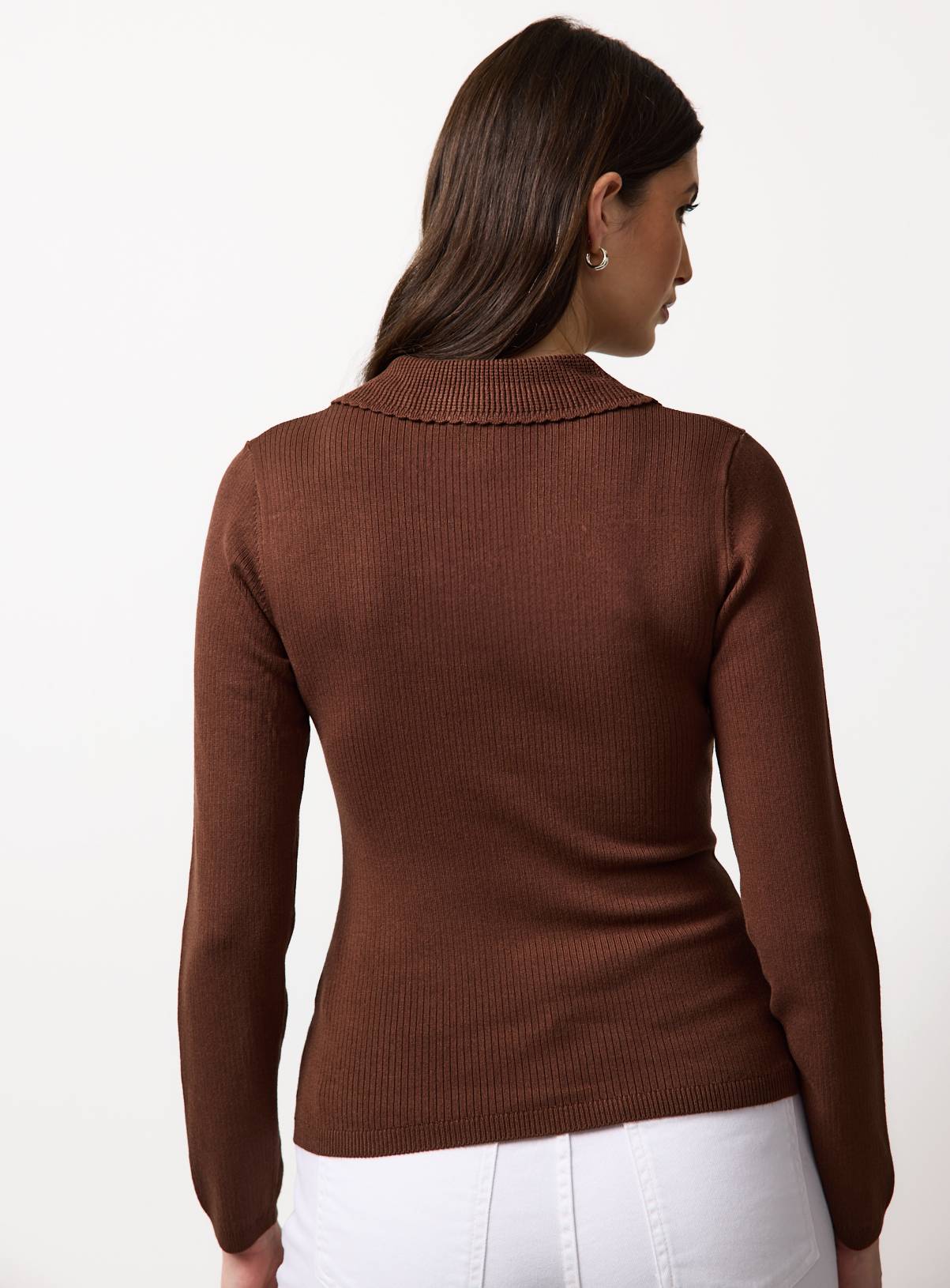 Brown Tipped Detail Collar Jumper 8 - Image 4