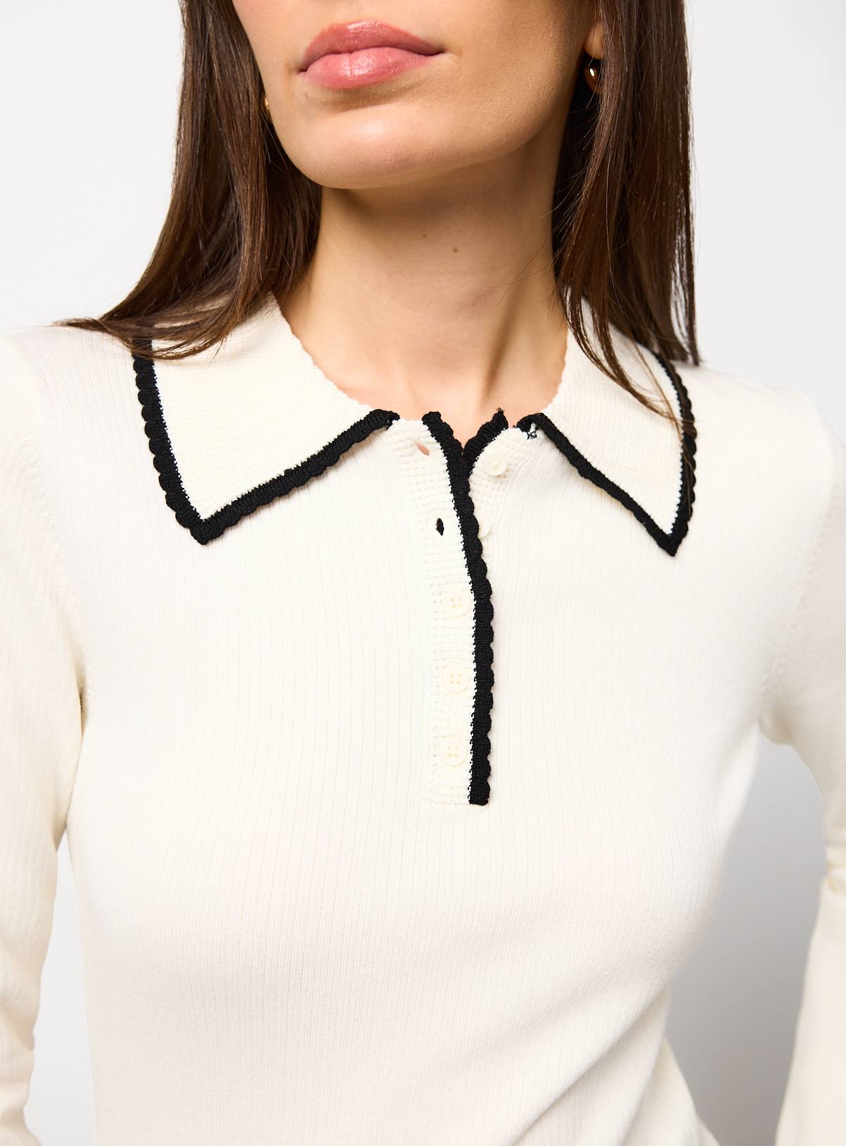 Cream Tipped Detail Collar Jumper 12 - Image 1