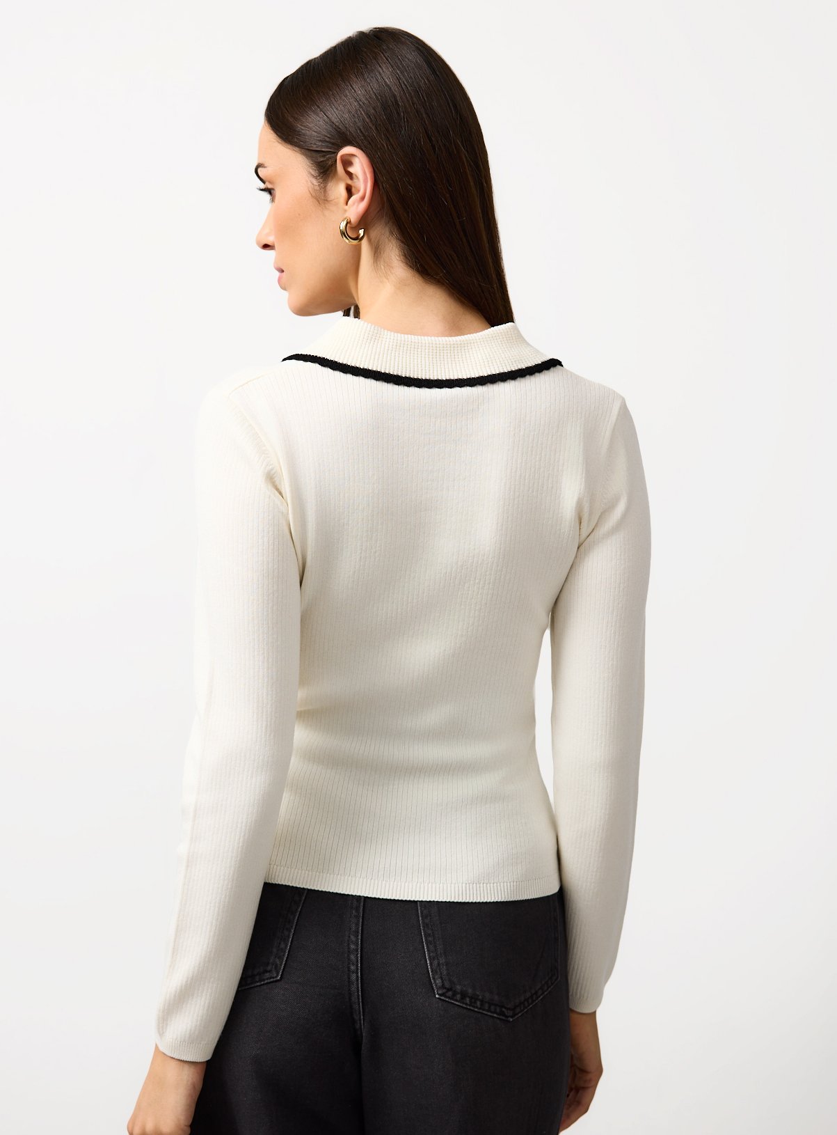 Cream Tipped Detail Collar Jumper 12 - Image 4 thumbnail