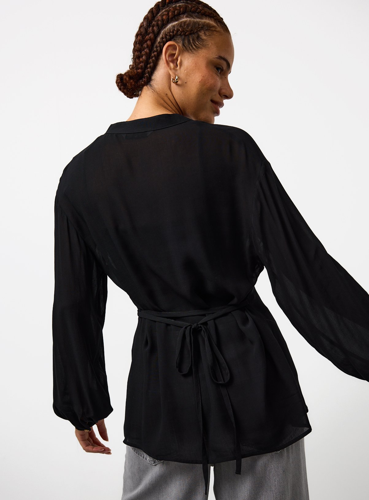 Black Tie Waist Blouse 12 - Image 4 thumbnail