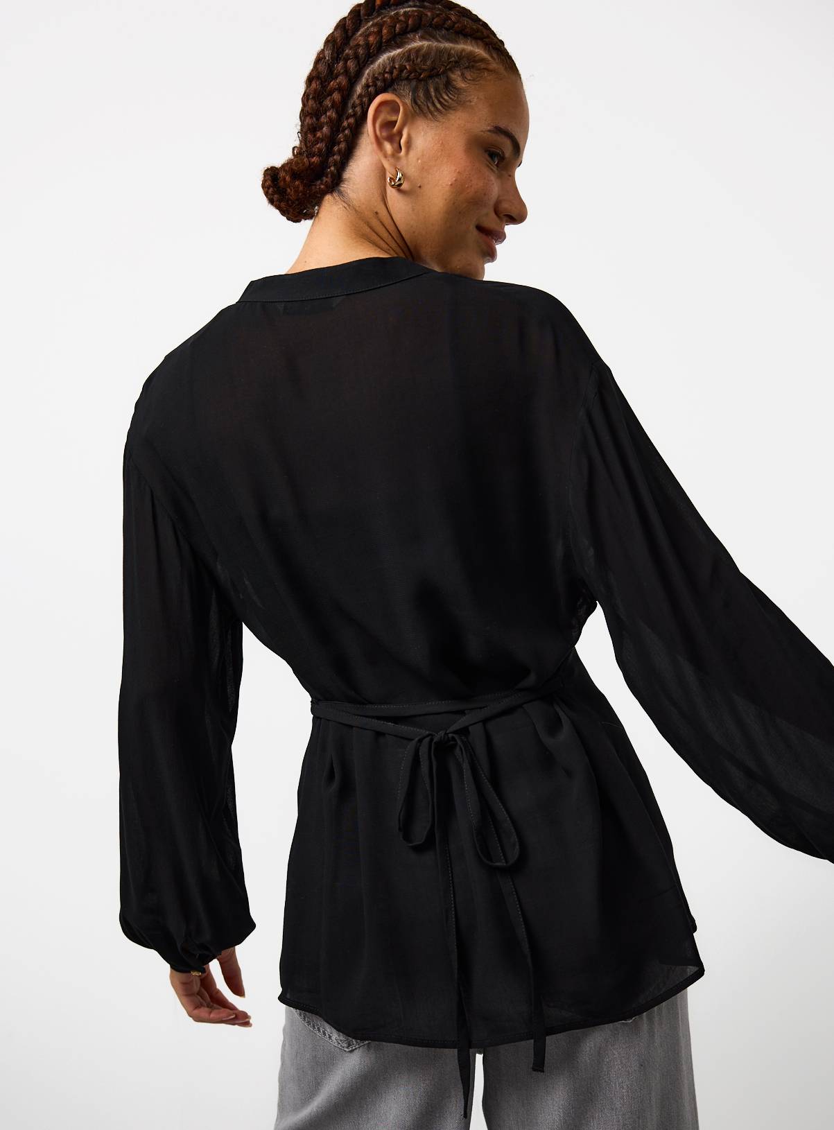 Black Tie Waist Blouse 12 - Image 4