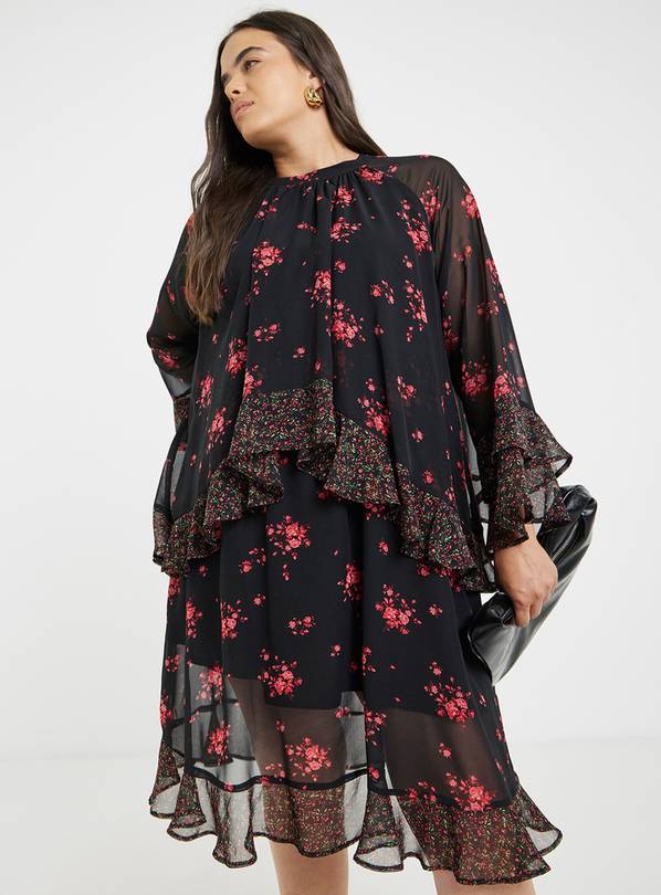 SIMPLY BE Mixed Print Skater Dress 26