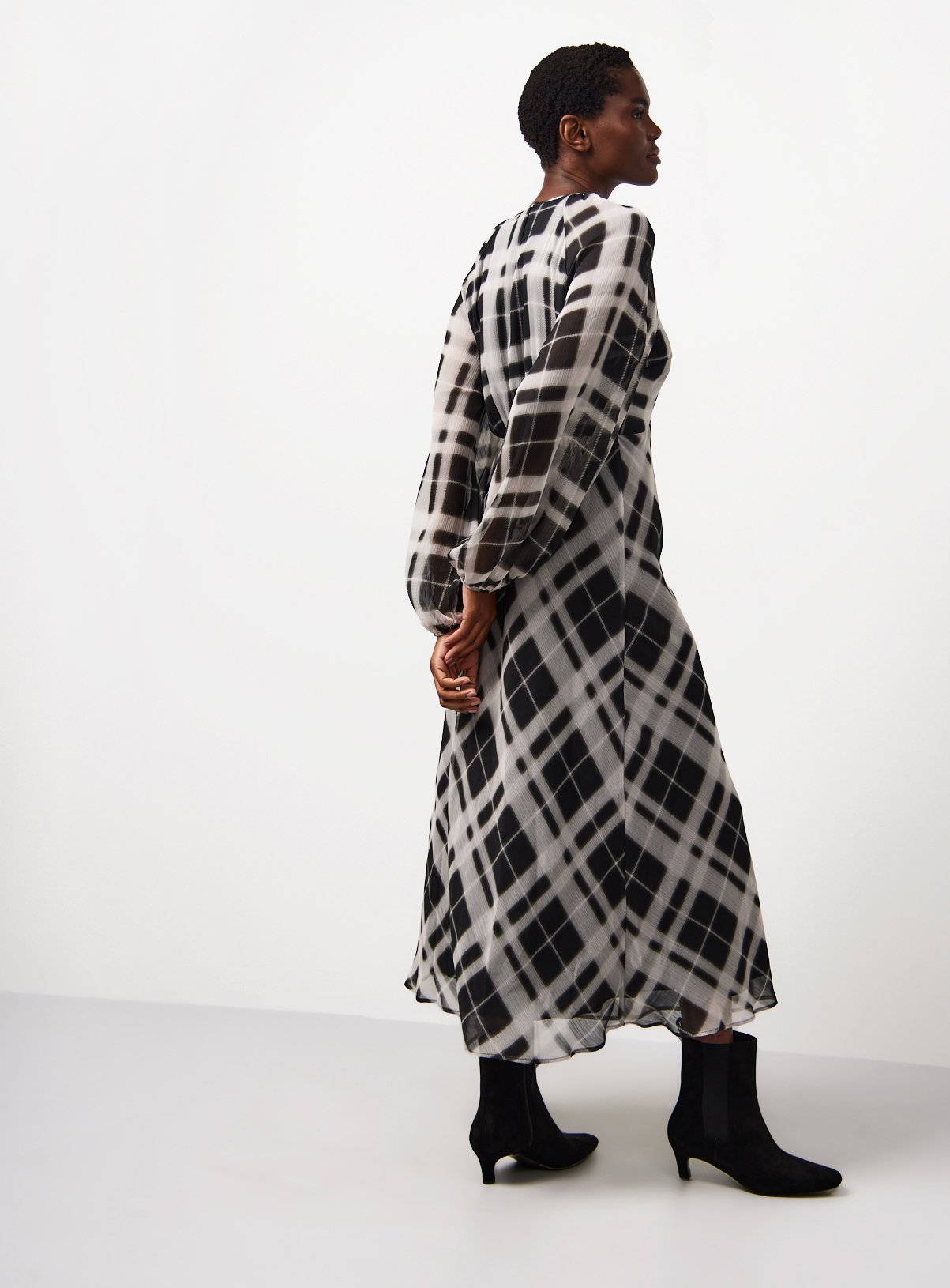 Mono Check Midaxi Tea Dress 18 - Image 4 thumbnail