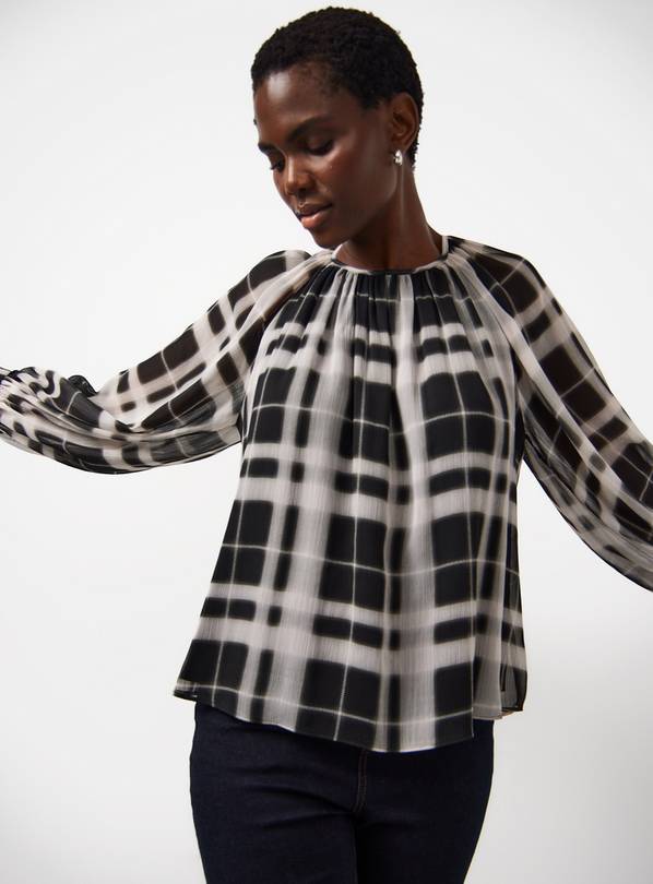 Mono Check Long Sleeve Blouse 10
