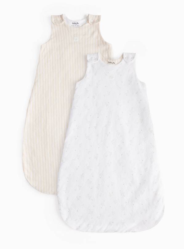 White & Beige Printed 1.5 Tog Sleeping Bags 2 Pack 18-24 months