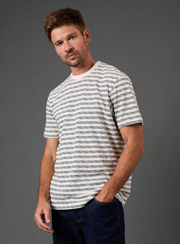 BURTON Off White Broken Stripe T-Shirt XL