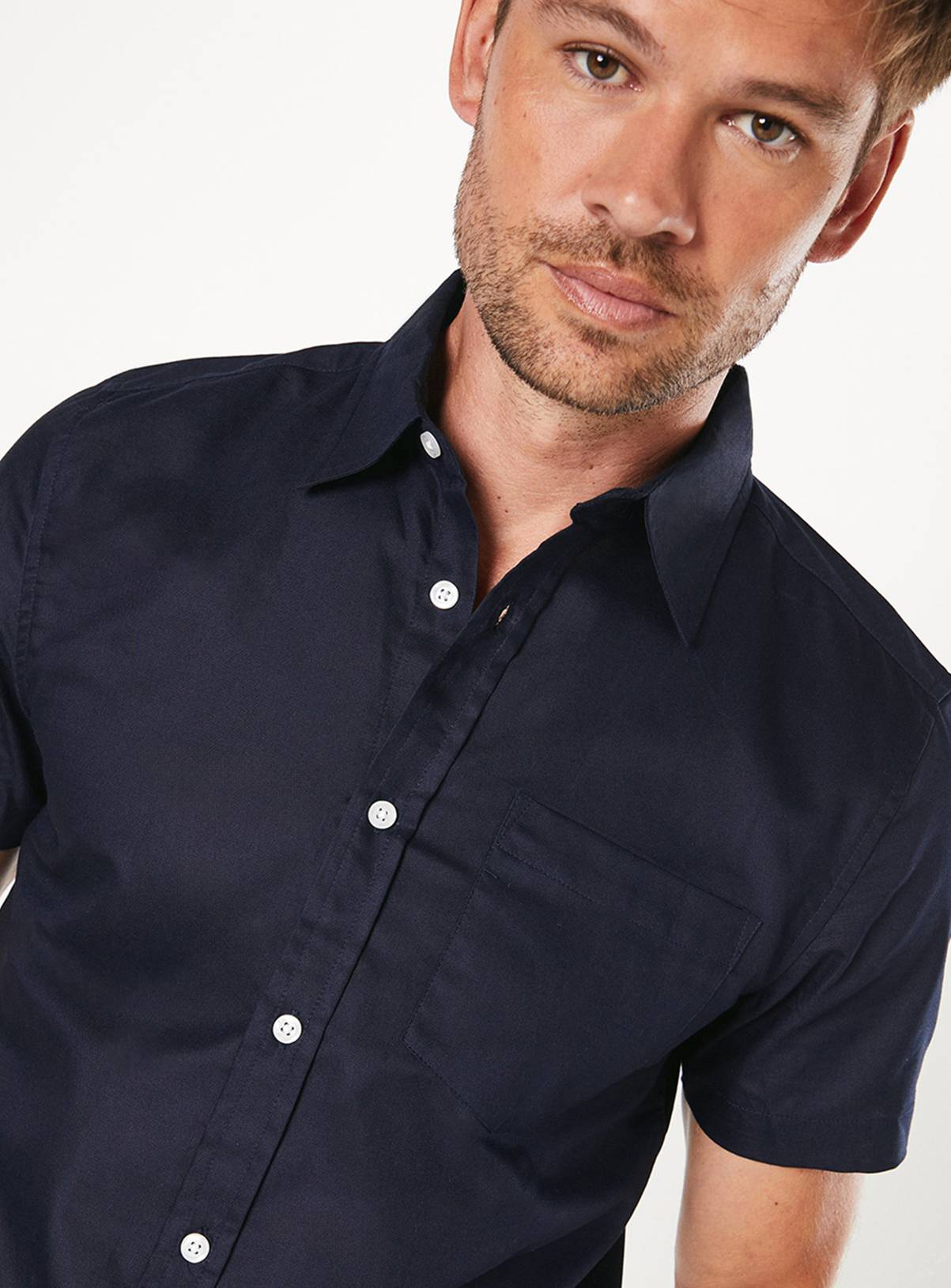 BURTON Navy Short Sleeve Oxford Shirt M - Image 2
