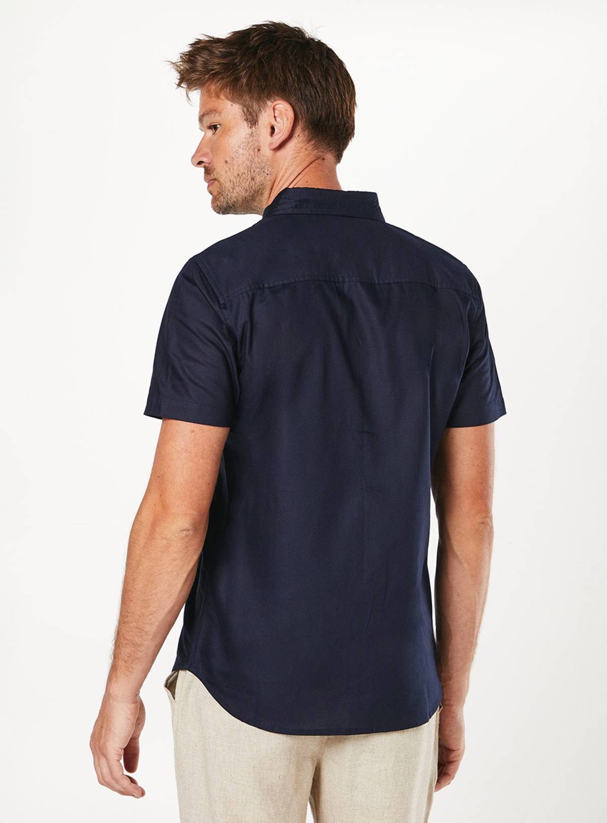 BURTON Navy Short Sleeve Oxford Shirt M - Image 3