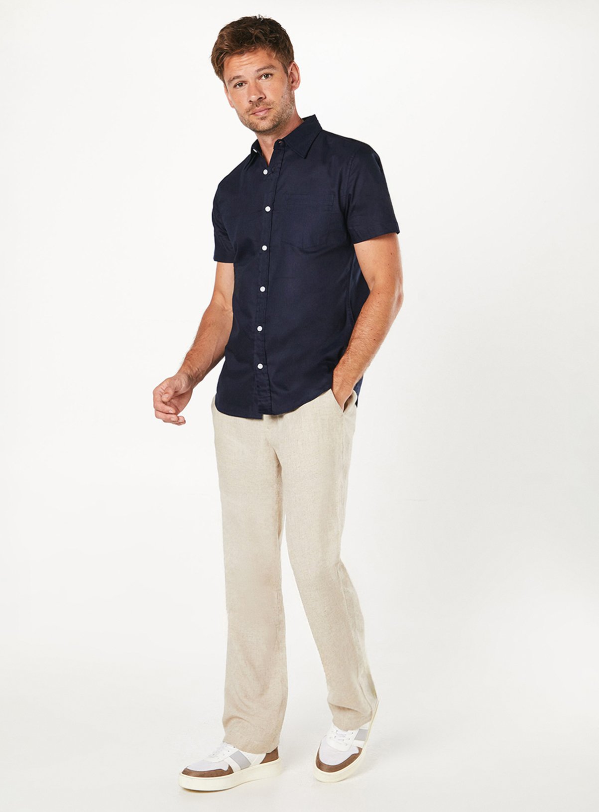 BURTON Navy Short Sleeve Oxford Shirt M - Image 5 thumbnail