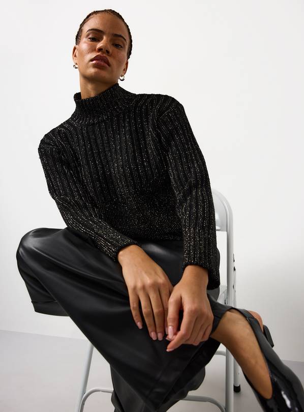 Black Lurex Sparkle High Neck Jumper 22
