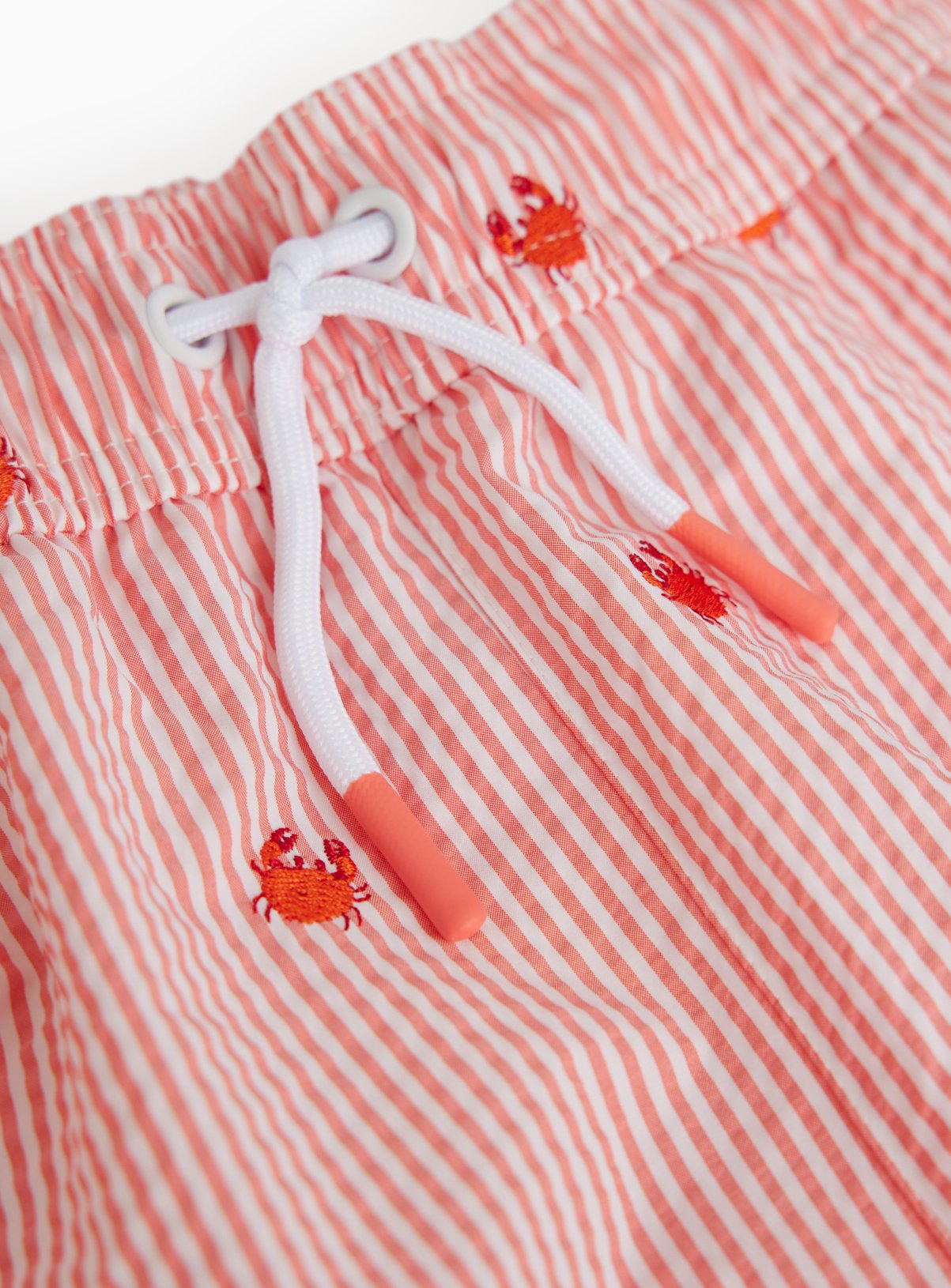 Mini Me Orange Stripe Crab Print Seersucker Swim Shorts 10-11 years - Image 2 thumbnail