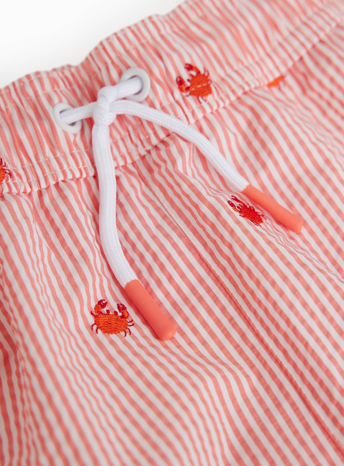 Mini Me Orange Stripe Crab Print Seersucker Swim Shorts 10-11 years - Image 2