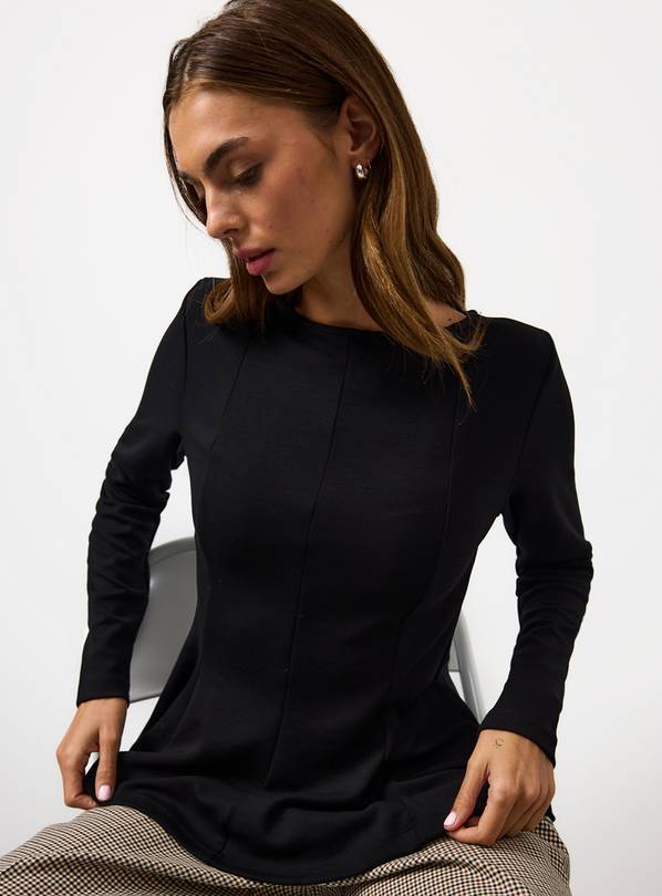 Black Cinched Detail Peplum Hem Top 24