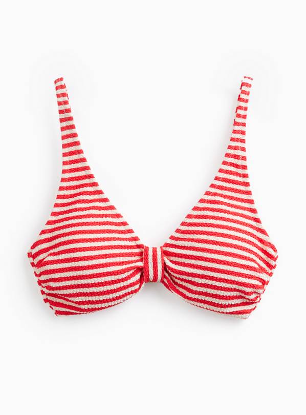 Pink Stripe Knot Front Textured Bikini Top 18