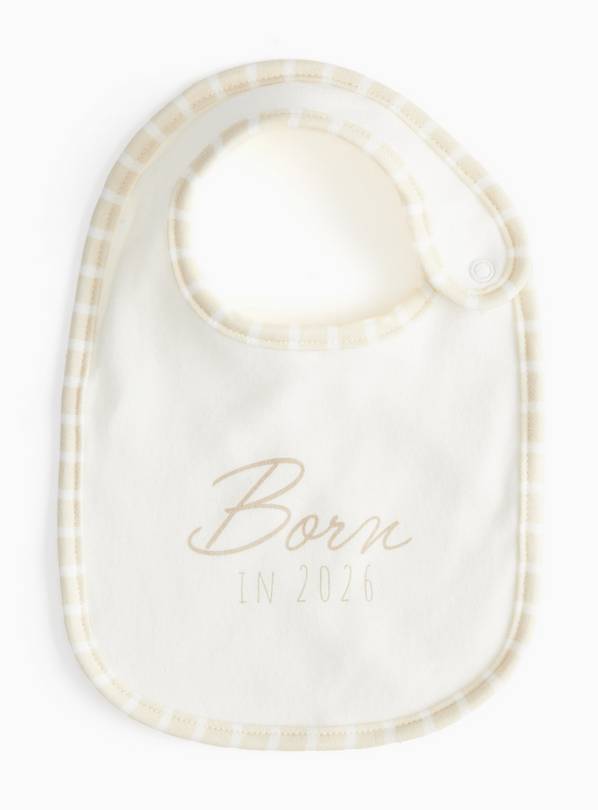 White Born In 2026 Print Bib One Size